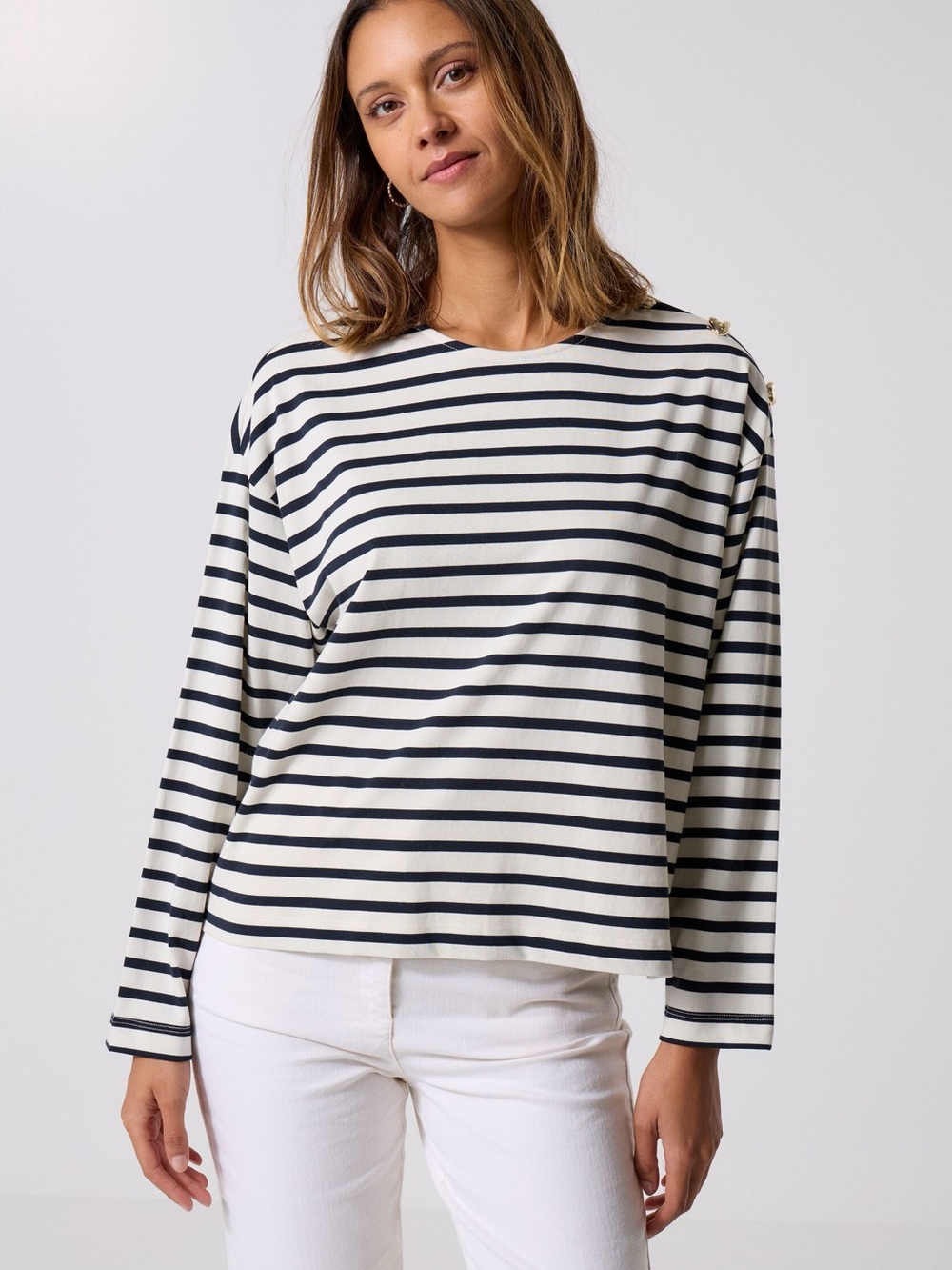Striped Crewneck Long Sleeve Top